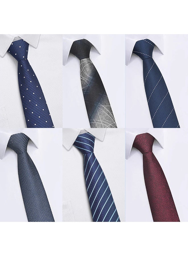 6pcs High Grade Mens Luxury Knotless Zipper Necktie Sets Soft Fabric 1200needles Classic Stripe Daily Business Style Formal Party Essential Gentleman Tie Neck Accessories - Image 1