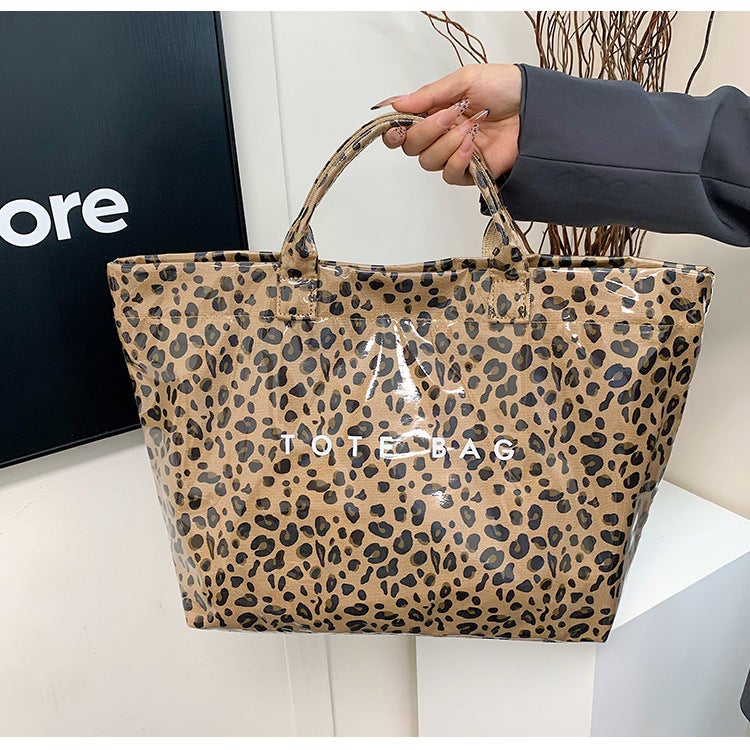 Large-Capacity Leopard Print Handbag Women'S Niche Design High-End Popular Versatile Tote Bag