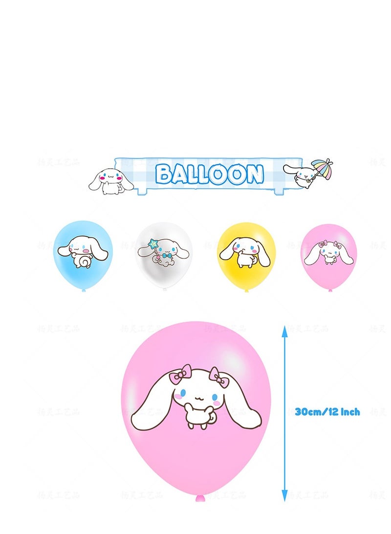 XiuWoo Cinnamoroll Birthday Decorations, Cute Cartoon Party Supplies Include Banner, Backdrop, latex Balloons  Hanging Swirls Foil Balloon Cake Cupcake Toppers  Tablecloth - Image 4
