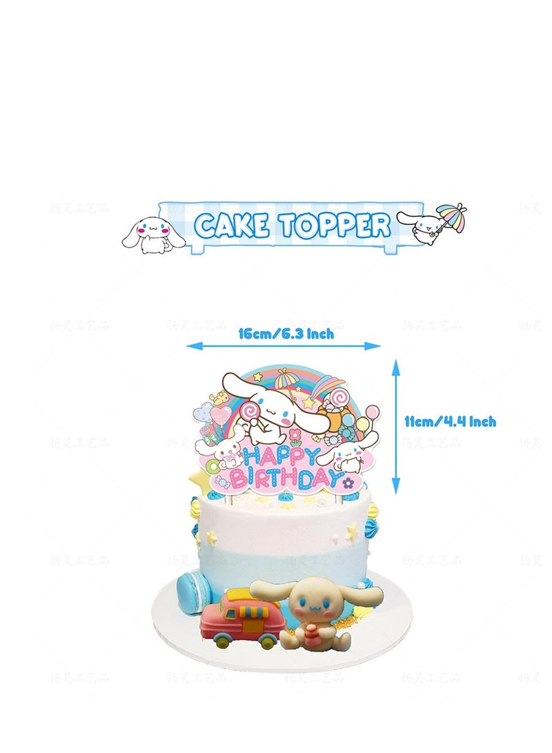 XiuWoo Cinnamoroll Birthday Decorations, Cute Cartoon Party Supplies Include Banner, Backdrop, latex Balloons  Hanging Swirls Foil Balloon Cake Cupcake Toppers  Tablecloth - Image 5