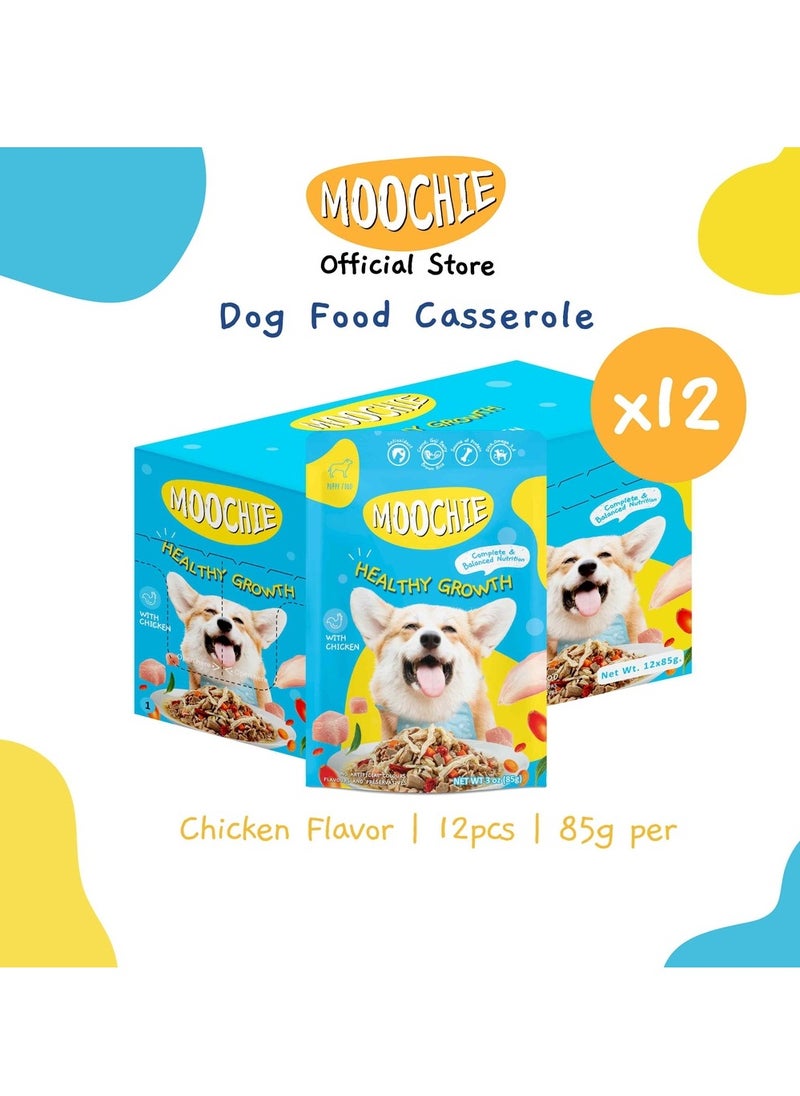 MOOCHIE Moochie Dog Food Puppy Casserole with Chicken - Healthy Growth Pouch 12 x 85g  - Image 3