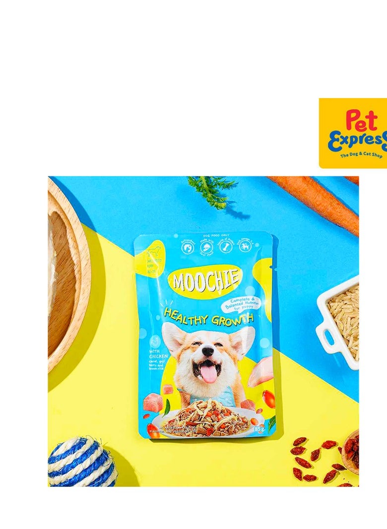 MOOCHIE Moochie Dog Food Puppy Casserole with Chicken - Healthy Growth Pouch 12 x 85g  - Image 2