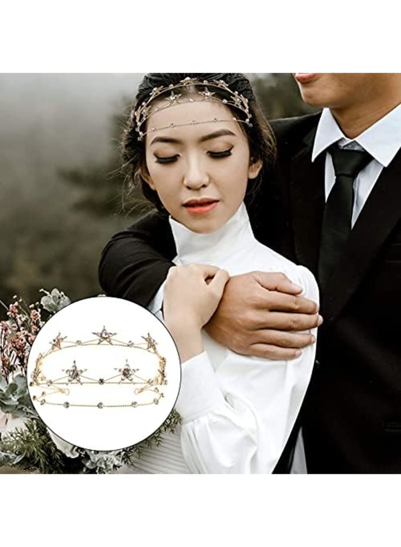SYOSI Queen Crown and Tiaras Princess Star Crown for Women and Girls Crystal Headbands for Bridal, Princess for Wedding and Party (Gold) - Image 2