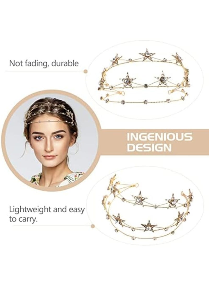 SYOSI Queen Crown and Tiaras Princess Star Crown for Women and Girls Crystal Headbands for Bridal, Princess for Wedding and Party (Gold) - Image 3