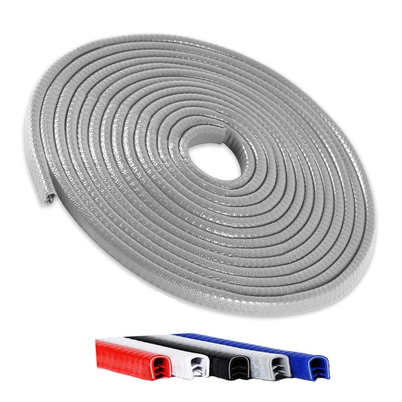 Winfort 16.5FT(5M) Universal Car Door Edge Protector Guards, No-Glue Required Rubber Seal U Shape Automotive Door Entry Guard, Suitable for Most Cars, SUVs and Trucks (Grey) - Image 1