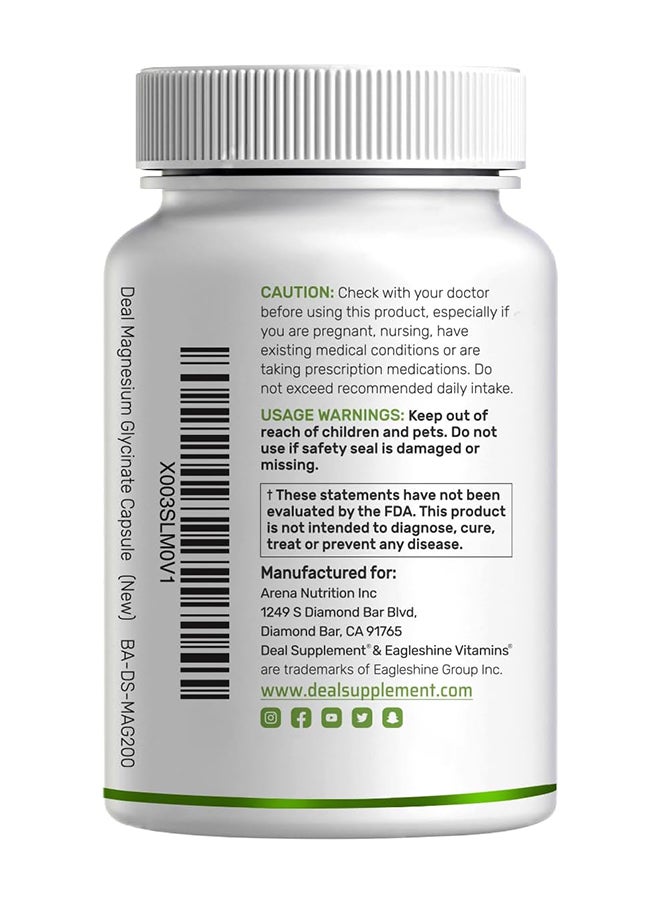 DEAL SUPPLEMENT Magnesium Glycinate 500mg Per Capsule (1000mg Per Serving) Plus Vitamin C, 240 Capsules – 100% Chelated for Easy Absorption – Essential Mineral Supplement for Muscle, Sleep, & Heart Health  - Image 3