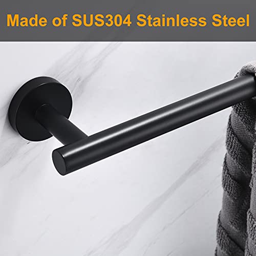 Nolimas Matte Black Bath Towel Bar Single Bars Towel Rack Rod Classic Wall Mounted SUS304 Stainless Steel Bathroom Towel Holder Toilet Kitchen Towel Shelf Single Layer,16 inches - Image 4