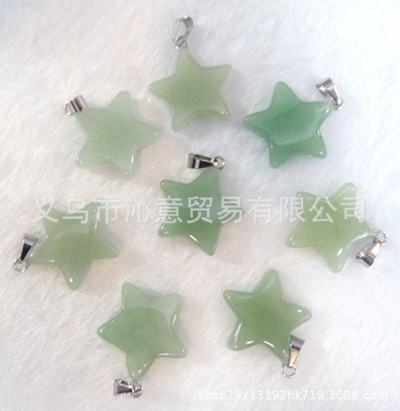 Generic Natural Stone Crystal Agate Pendant Necklace Star Green East Mausoleum 