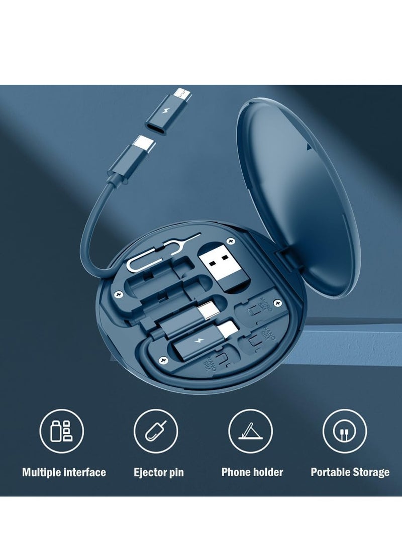 general USB C Adapter OTG Kit, Multi Charging Cable Case Convertor USB C to iOS Device Type C Micro Adapter Data Transfer Contains Card Slot for Traveling, Use as Phone Holder,Midnight Blue - Image 2