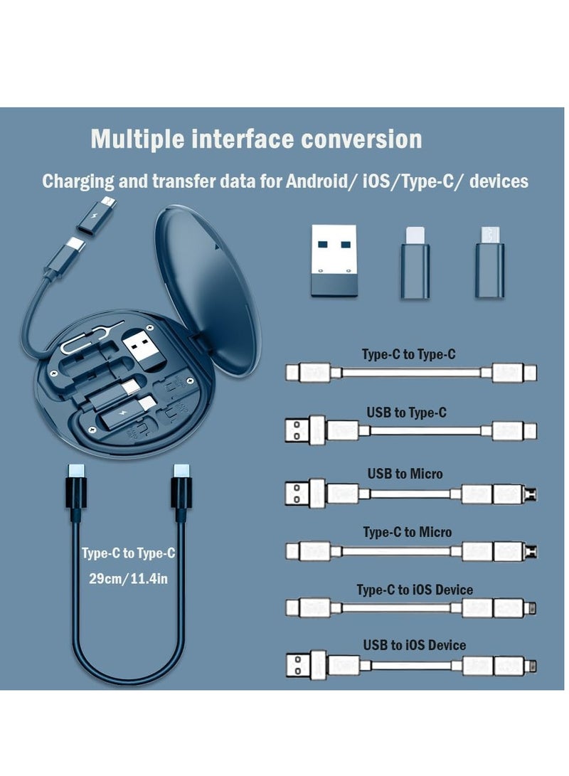 general USB C Adapter OTG Kit, Multi Charging Cable Case Convertor USB C to iOS Device Type C Micro Adapter Data Transfer Contains Card Slot for Traveling, Use as Phone Holder,Midnight Blue - Image 4