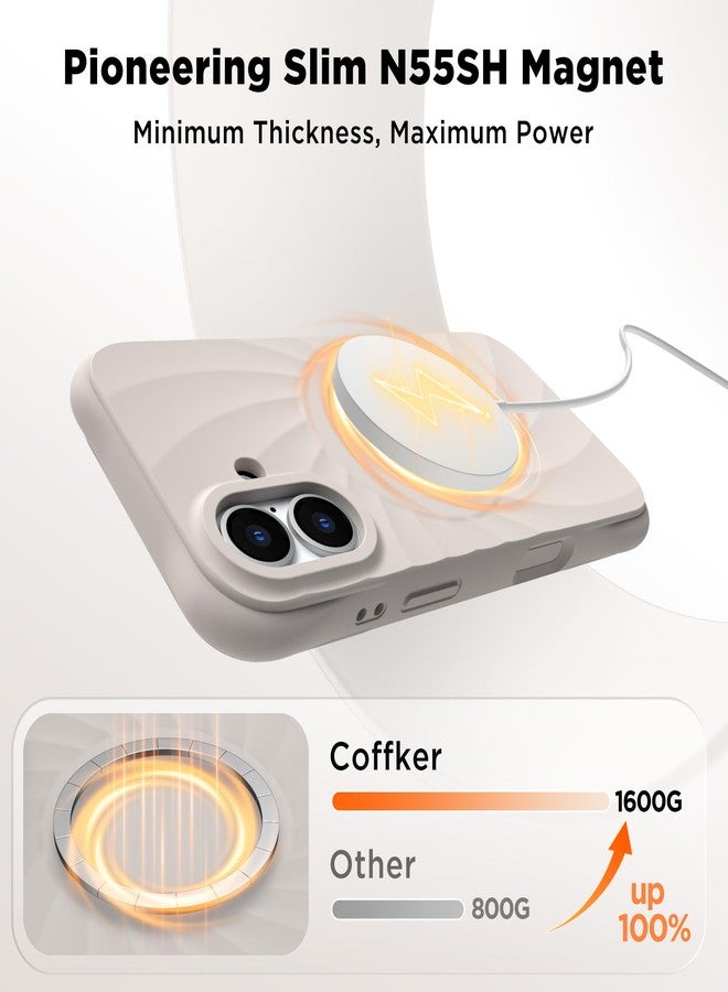 جراب COFFKER المغناطيسي لهاتف iPhone 17 مقاس 6.3 بوصة، متوافق مع MagSafe، واقي شاشة + زر تحكم مدمج بالكاميرا من السيليكون، جراب واقٍ مقاوم للصدمات لهاتف iPhone 17 للنساء، لون حجري - Image 3