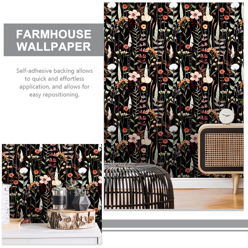 1 Roll of Floral Wallpaper Peel and Stick Wallpaper Decoration Self Adhesive Removable Wallpaper - Image 2