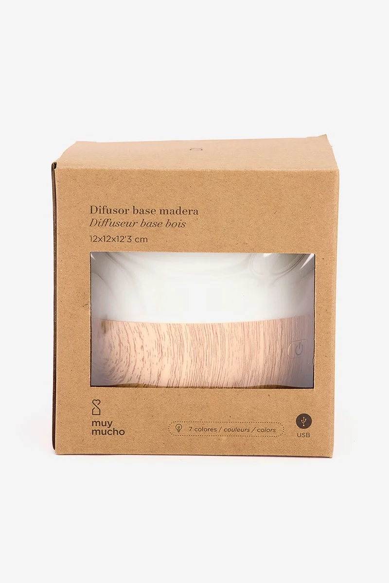Muy Mucho Wooden Base Diffuser 120ml, White and Brown