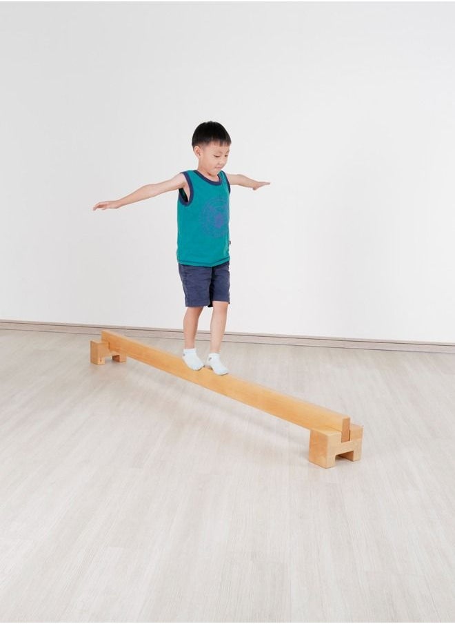 JSAITOYS Wood Single Plank Bridge Sensory Balance Beam Gymnastics Equipment For Kids  - Image 1