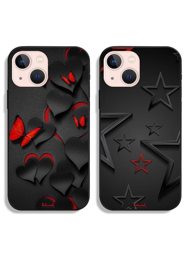 Tolwak Two Cases For Apple iPhone 13 Protective Covers Butterfly and Star - Image 1