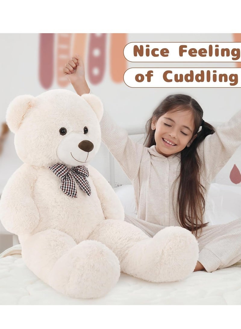 Arabest Cute Teddy Bear, Ultra Soft Plush Doll with Skin Friendly Fabric, Large Size Stuffed Bear for Anniversary, Holiday Day Gift, Birthday Gift, 100cm (White) - Image 5