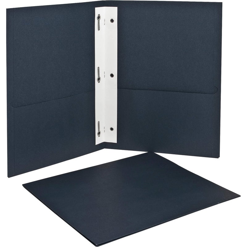 Oxford Two-Pocket Folders w/Fasteners, Dark Blue, Letter Size, 25 per Box (57738) - Image 1