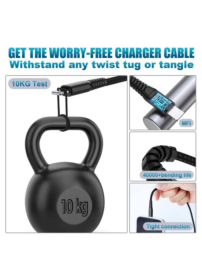 esbeecables [Apple MFi Certified] Short iPhone Charging Cable(3Pack 8 Inch),USB to Lightning Charger Cord for Apple,Nylon Braided Fast Charging Data Syncing Cable for iPhone 14/13/12/11/XS/XR/X/8/7/6/iPad/Airpods - Image 4