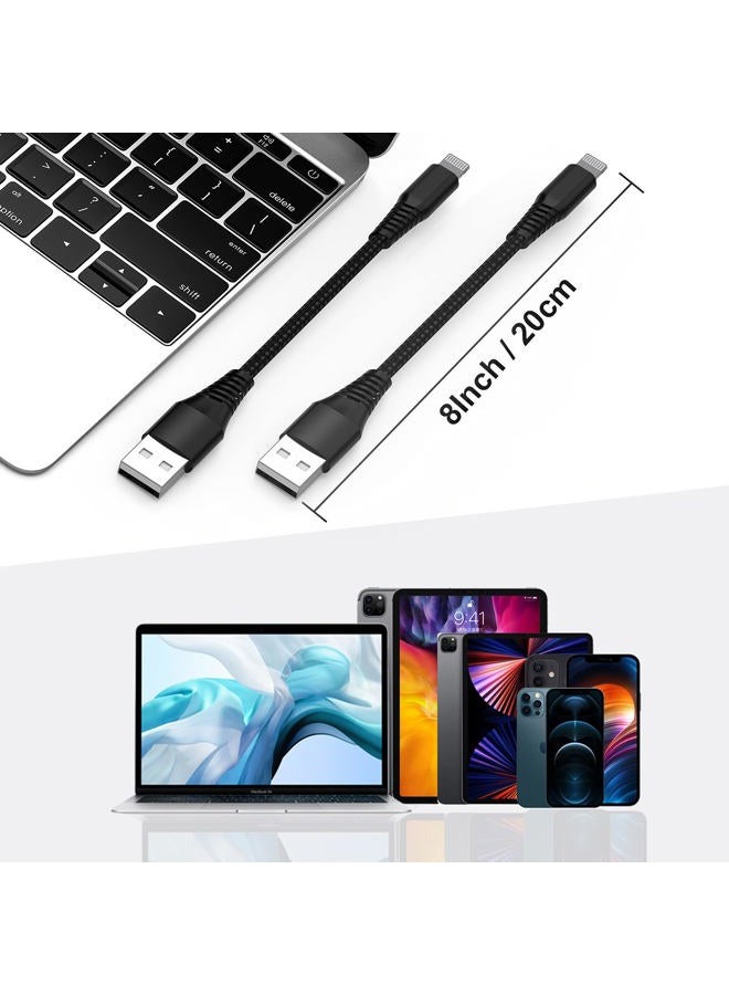 esbeecables [Apple MFi Certified] Short iPhone Charging Cable(3Pack 8 Inch),USB to Lightning Charger Cord for Apple,Nylon Braided Fast Charging Data Syncing Cable for iPhone 14/13/12/11/XS/XR/X/8/7/6/iPad/Airpods - Image 5