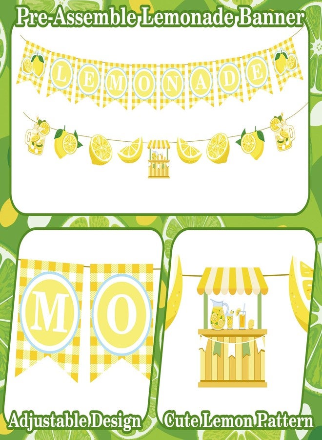 XLSXEXCL Lemonade Stand Supplies 2 Pcs Lemon Kids Apron with Pockets Lemonade Banners Stand Signs and Stickers for Summer Lemon Birthday Baby Shower Party Decor, Yellow - Image 3