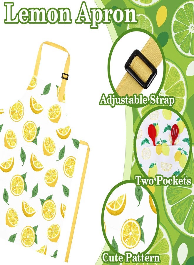 XLSXEXCL Lemonade Stand Supplies 2 Pcs Lemon Kids Apron with Pockets Lemonade Banners Stand Signs and Stickers for Summer Lemon Birthday Baby Shower Party Decor, Yellow - Image 4