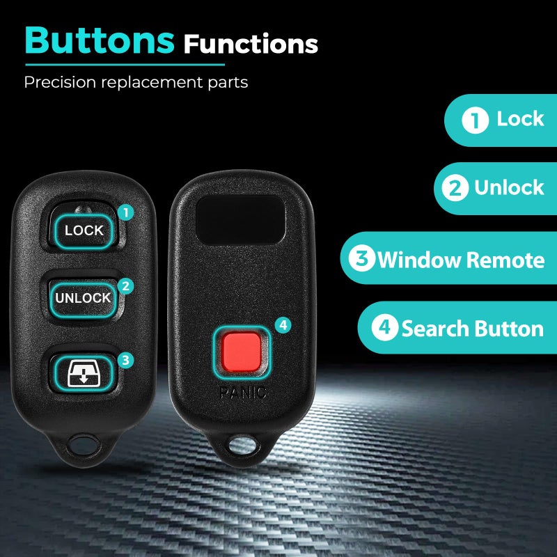 HelloAuto Key Fob for Toyota 4Runner 1999-2009, KeyFob Toyota Sequoia 2001-2007 Keyless Entry Remote Replacement Smart Key Fob 4 Buttons (FCC ID: HY12BAN HYQ12BBX HYQ1512Y) - Image 4
