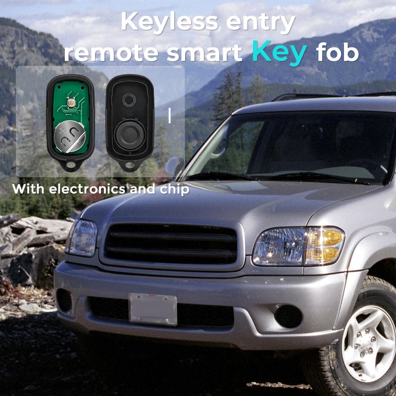 HelloAuto Key Fob for Toyota 4Runner 1999-2009, KeyFob Toyota Sequoia 2001-2007 Keyless Entry Remote Replacement Smart Key Fob 4 Buttons (FCC ID: HY12BAN HYQ12BBX HYQ1512Y) - Image 3