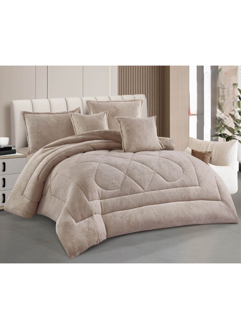 Roshen 4-piece winter single bed sheet set, soft velvet middle filling with plain fur, double-sided, velvet material, quilt size 210*170