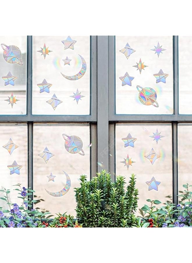 17 Pcs Anti Collision Window Clings Starry Rainbow Window Stickers Anti Collision Window Stickers For Preventing Bird Impact Reusable Rainbow Window Stickers