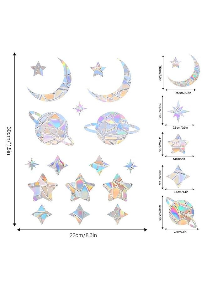 17 Pcs Anti Collision Window Clings Starry Rainbow Window Stickers Anti Collision Window Stickers For Preventing Bird Impact Reusable Rainbow Window Stickers
