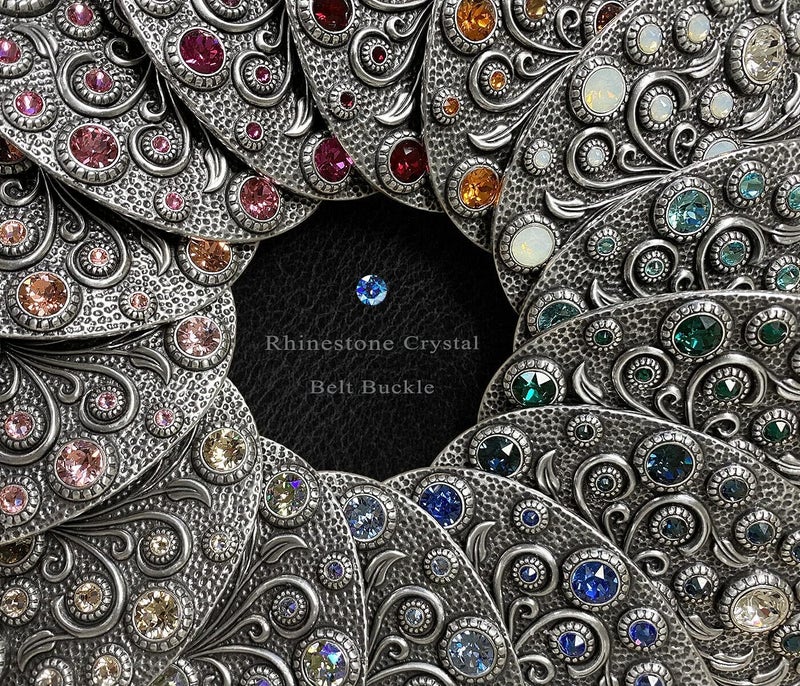 Belts.com Rhinestone Crystal Belt Buckle Antique/Brass Oval Floral Engraved Buckle - Image 3