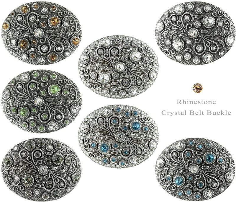 Belts.com Rhinestone Crystal Belt Buckle Antique/Brass Oval Floral Engraved Buckle - Image 5