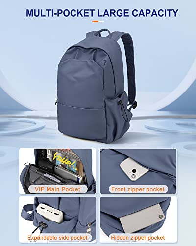 UPPACK Backpack For Women Men School Aesthetic Lightweight College Backpack for Boys Girls Book Bag Casual Daypack Laptop Gym Backpacks Bluish purple - Image 3
