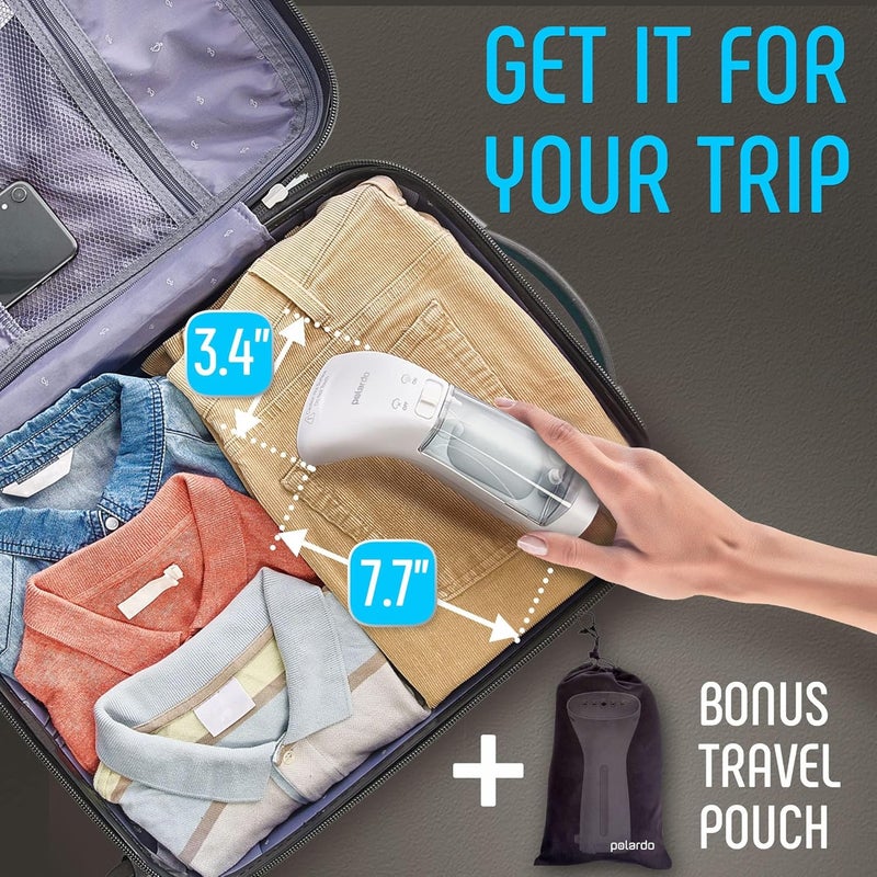 Polardo Portable Travel Garment Steamer for Clothes, Metal Steam Head, 25s Heat Up, Pump System, Mini Size, Handheld Steamer for Any Fabrics, No Water Spitting, 120V - Image 3