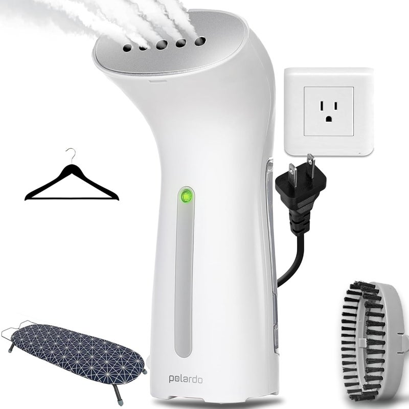Polardo Portable Travel Garment Steamer for Clothes, Metal Steam Head, 25s Heat Up, Pump System, Mini Size, Handheld Steamer for Any Fabrics, No Water Spitting, 120V - Image 1