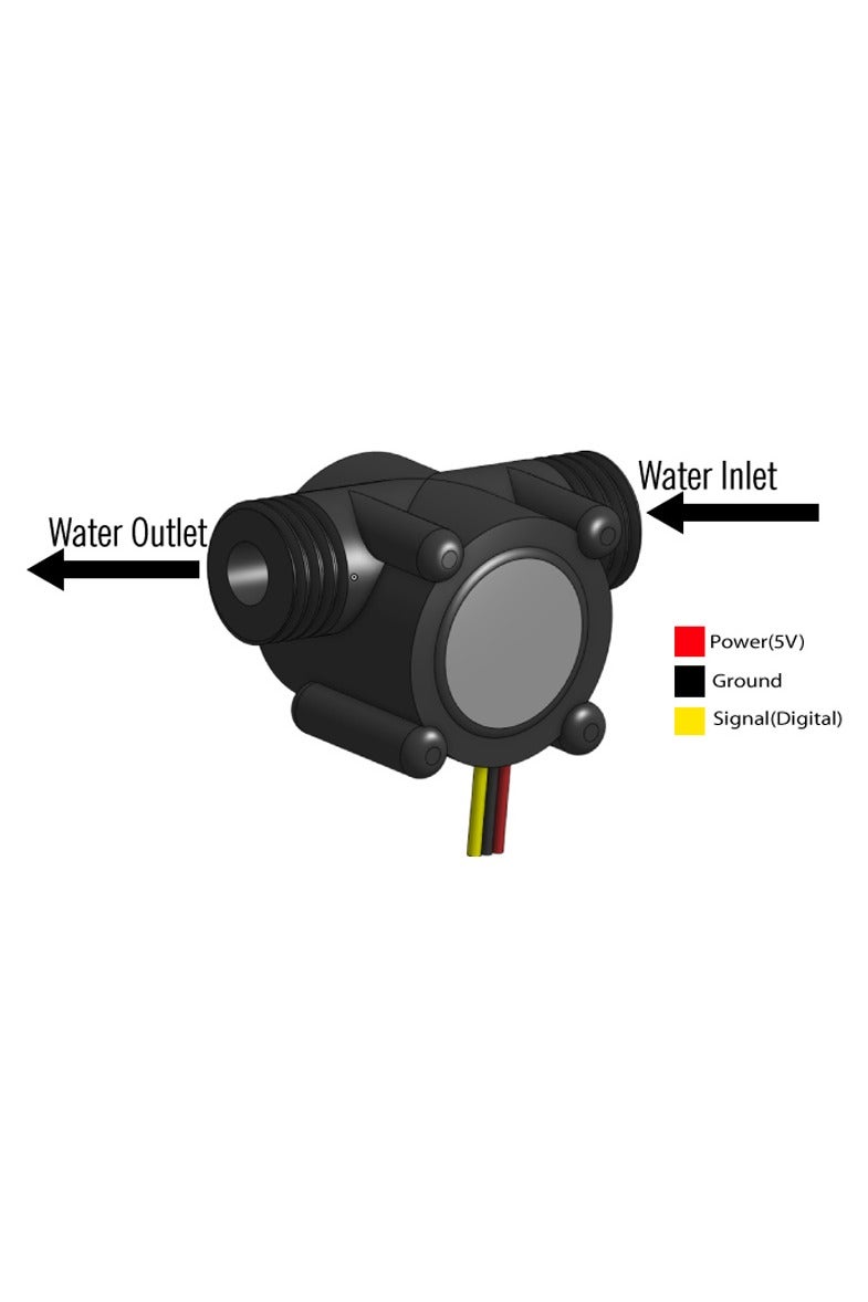 Water Flow Sensor YF-S201, 1-30L/min Detection, Hall Effect Sensor, compatible with Arduino, ESP, Raspberry Pi