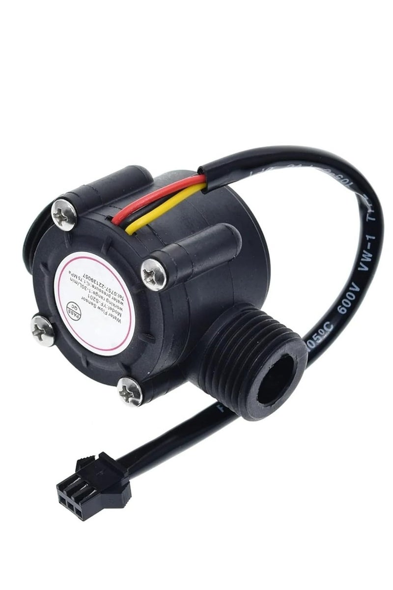 Water Flow Sensor YF-S201, 1-30L/min Detection, Hall Effect Sensor, compatible with Arduino, ESP, Raspberry Pi