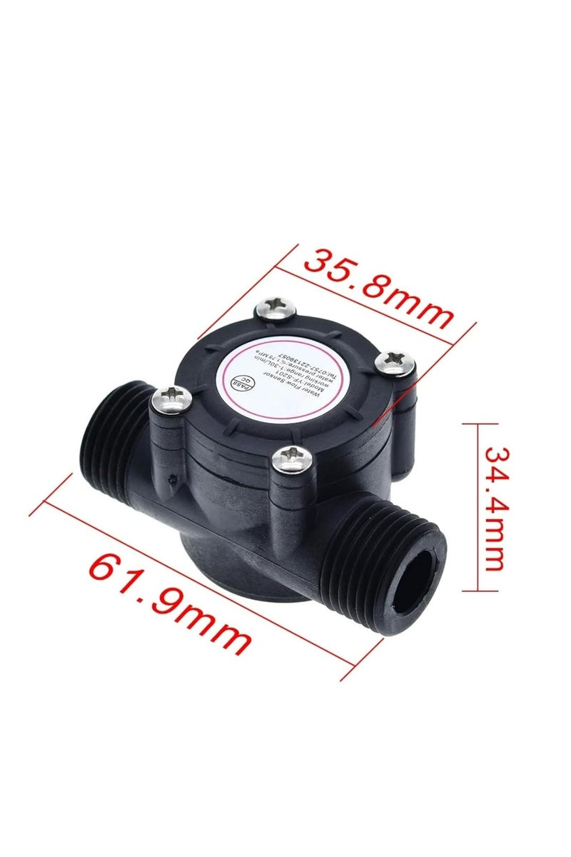 Water Flow Sensor YF-S201, 1-30L/min Detection, Hall Effect Sensor, compatible with Arduino, ESP, Raspberry Pi