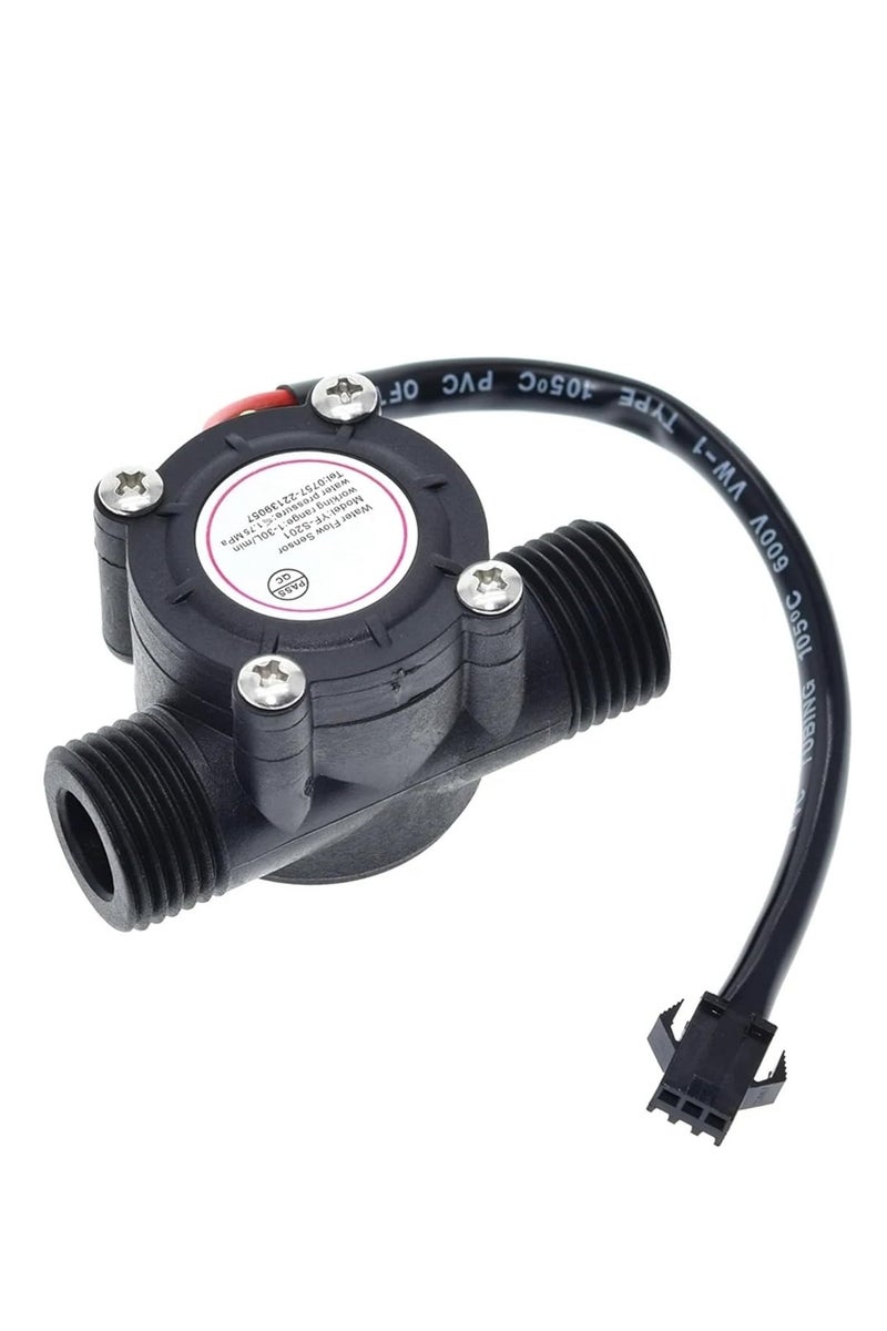 Water Flow Sensor YF-S201, 1-30L/min Detection, Hall Effect Sensor, compatible with Arduino, ESP, Raspberry Pi