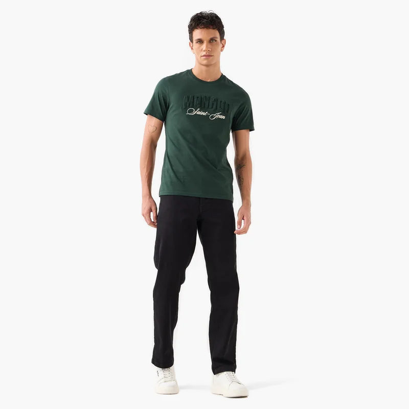 سبلاش فيڤ Men Slim Fit Crew Neck Short Sleeves Typographic Print T-shirt