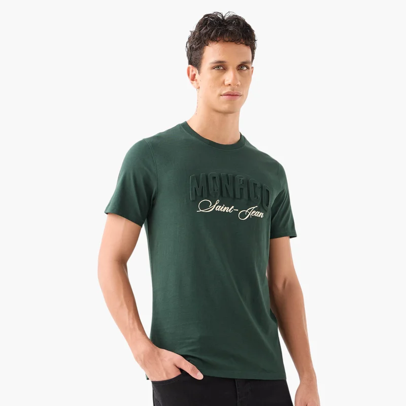 سبلاش فيڤ Men Slim Fit Crew Neck Short Sleeves Typographic Print T-shirt