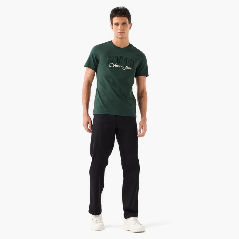 Splash FAV Men Slim Fit Crew Neck Short Sleeves Typographic Print T-shirt