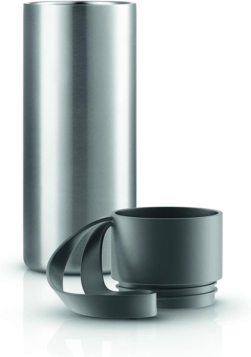 Eva Solo Thermal Mug 350ml Insulated Stainless Steel Travel Mug, Leak-Proof, Keeps Drinks Hot & Cold, One-Hand Easy Lid, Portable Reusable Coffee Cup Chocolate Brown (Grey) - Image 4