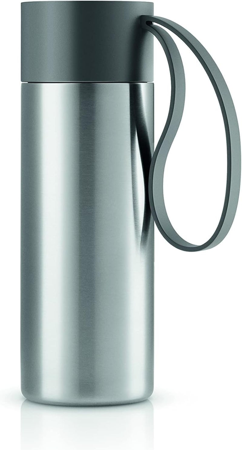 Eva Solo Thermal Mug 350ml Insulated Stainless Steel Travel Mug, Leak-Proof, Keeps Drinks Hot & Cold, One-Hand Easy Lid, Portable Reusable Coffee Cup Chocolate Brown (Grey) - Image 1