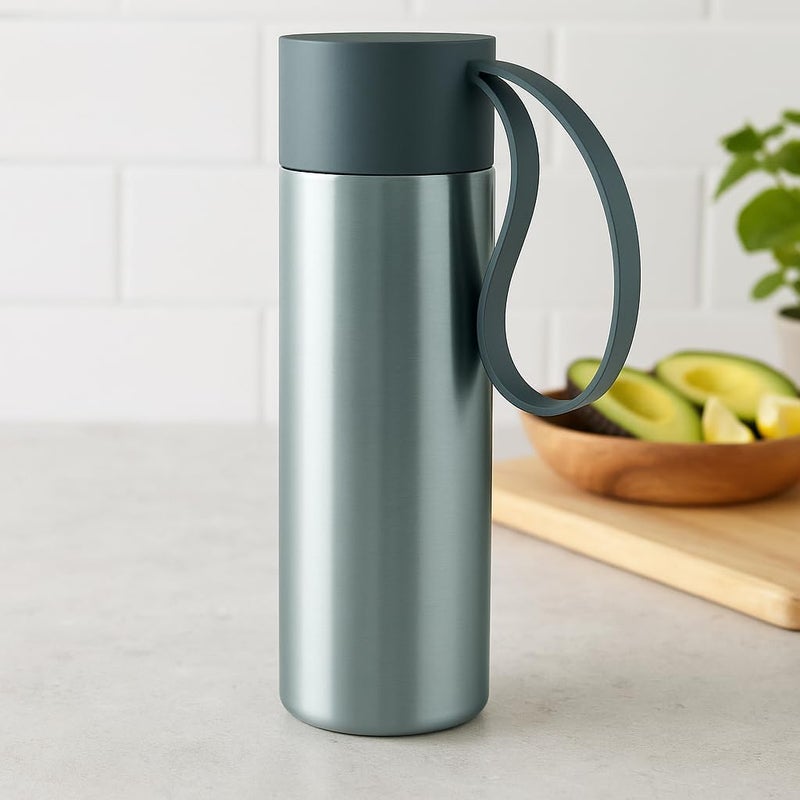 Eva Solo Thermal Mug 350ml Insulated Stainless Steel Travel Mug, Leak-Proof, Keeps Drinks Hot & Cold, One-Hand Easy Lid, Portable Reusable Coffee Cup Chocolate Brown (Grey) - Image 5
