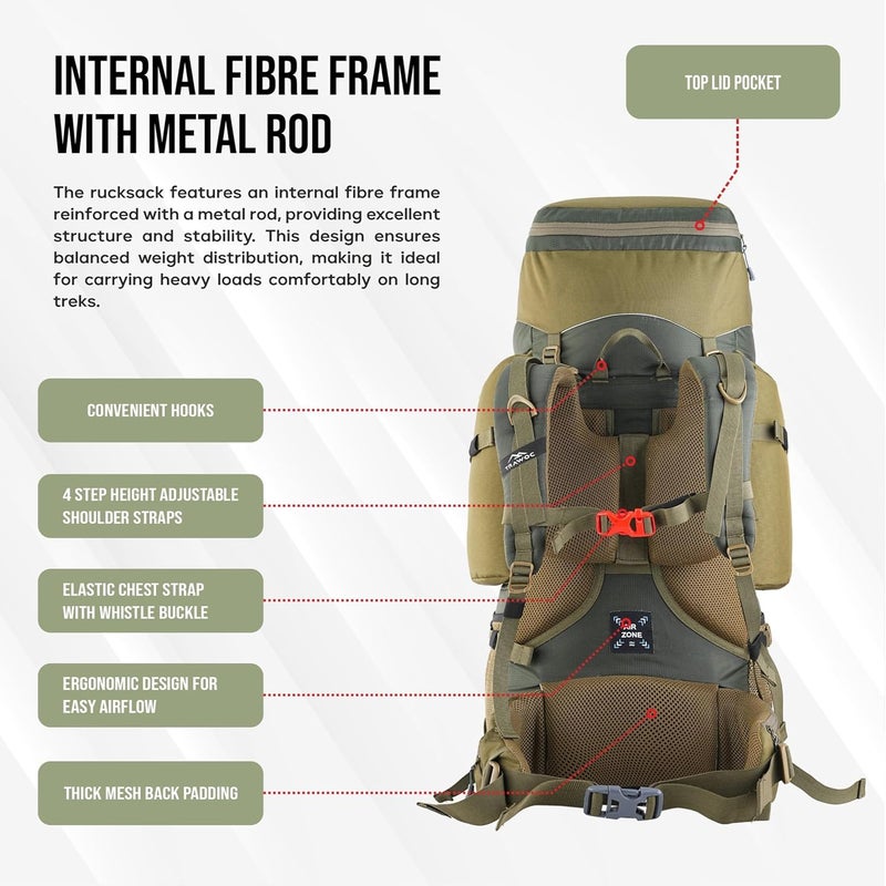 TRAWOC GLOBETROTTER 80L Rucksack Backpack - Image 3