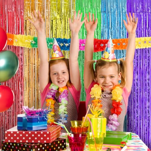 JEBUTU 2 Pack Rainbow foil Fringe Backdrop Curtains, 3.3x6.6FT Rainbow Party Decorations Tinsel Backdrop Fringe Curtain Party Streamer for Engagement Graduation Pride Back to School - Image 3
