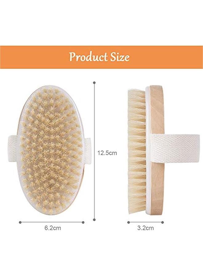 Loquat body brush, natural bristle shower brush, dry brushing back scrubber for exfoliation, massage, blood circulation improvement, cellulite - Image 2