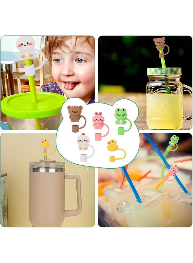 هومستر 5 قطع قابلة لإعادة الاستخدام غطاء القش الحيواني، 10mm / 0.4inch القش غطاء، غطاء كوب الشرب الكرتون قابلة لإعادة الاستخدام، اكسسوارات ستانلي - Image 2