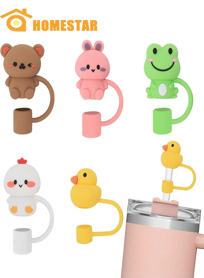 هومستر 5 قطع قابلة لإعادة الاستخدام غطاء القش الحيواني، 10mm / 0.4inch القش غطاء، غطاء كوب الشرب الكرتون قابلة لإعادة الاستخدام، اكسسوارات ستانلي - Image 1